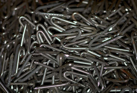 detail of a set of old and rusty staples