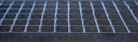 detail of a metal step of an industrial staircaseの写真素材