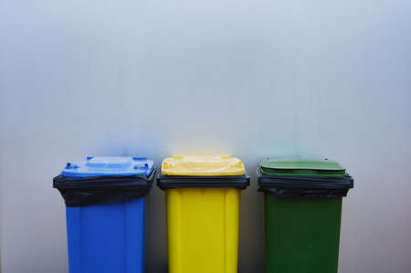 detail of recycling binsの写真素材