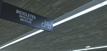detail of a parking sign for bicycles and motorcycles in a public parking lot
