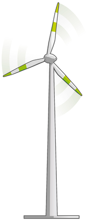 Wind turbine on white backgroundのイラスト素材