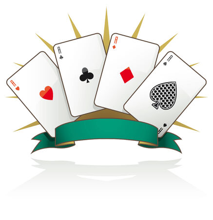 Playing card aces with text banner and reflection isolatedのイラスト素材