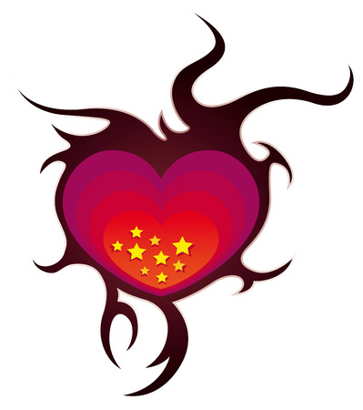 Decorative starry hearthのイラスト素材