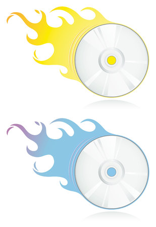 Compact disc with flames color set のイラスト素材