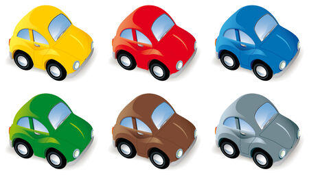 Funny car set in six different colors isolatedのイラスト素材