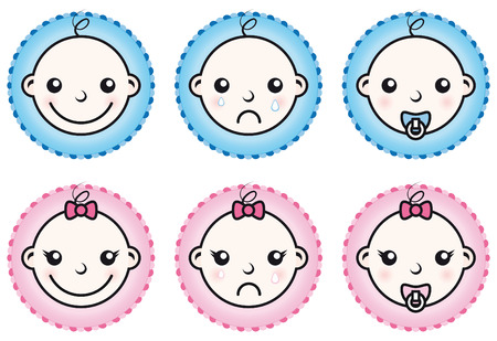 Baby boy and girl icons set isolated on white background のイラスト素材