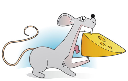 Mouse with big piece of cheeseのイラスト素材