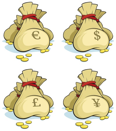 Set of money bags isolatedのイラスト素材