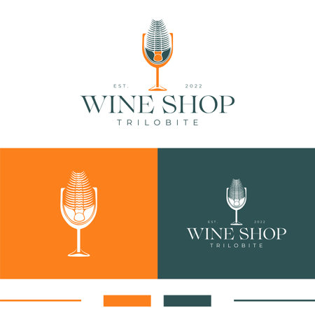 Trilobite wine shop logo design, Trilobite icons logo designのイラスト素材