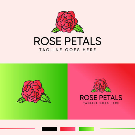 Rose Petals icons logo design, rose logoのイラスト素材