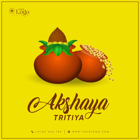 Happy Akshaya Tritiya greeting card or poster design.のイラスト素材