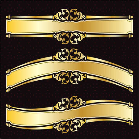 label banner frame background decoration gold luxury royal metal treasureのイラスト素材