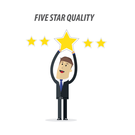 Businessman giving five star rating vectorのイラスト素材