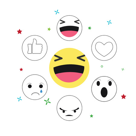 Set of Emoticon with Flat Design Styleのイラスト素材