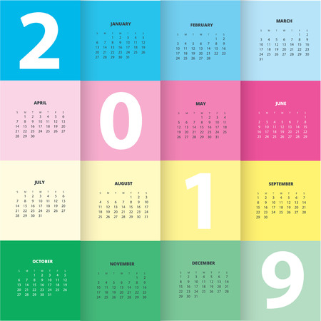 2019 Calendar Design for print or backgroundのイラスト素材