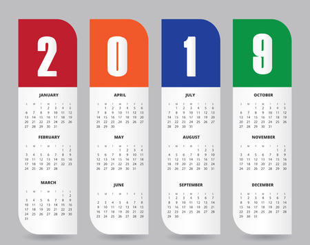 2019 Calendar Design for print or backgroundのイラスト素材