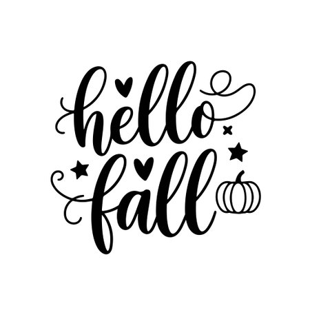 Hello Fall. Fall Vector Design Isolated on White Backgroundのイラスト素材