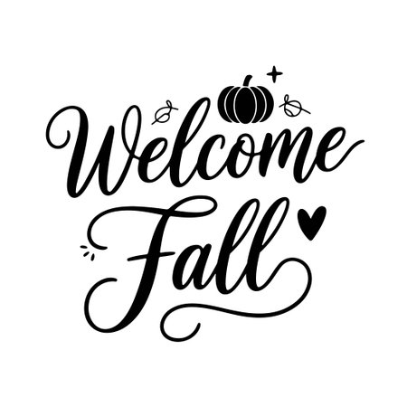 Welcome Fall. Fall Vector Design Isolated on White Backgroundのイラスト素材