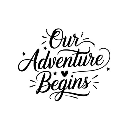 Our Adventure Begins. Baby Shower Quote Vector Design Isolated on White Backgroundのイラスト素材