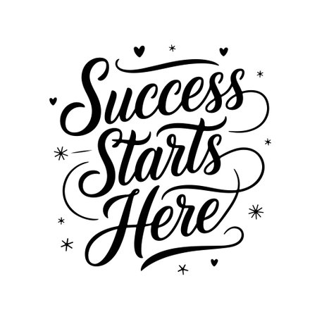Success Starts Here. Motivational Quote Vector Design Isolated on White Backgroundのイラスト素材