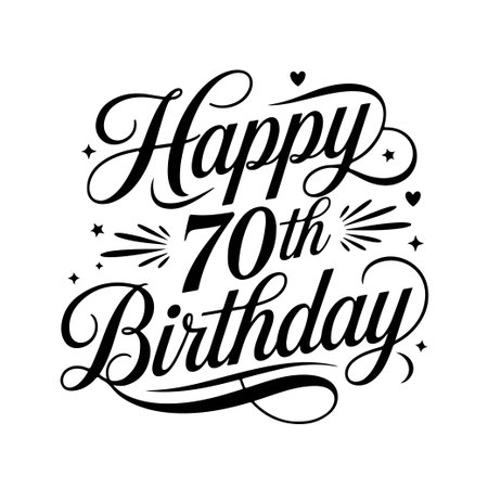 Happy 70th Birthday. Birthday Vector Design Isolated on White Backgroundのイラスト素材