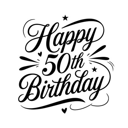 Happy 50th Birthday. Birthday Vector Design Isolated on White Backgroundのイラスト素材