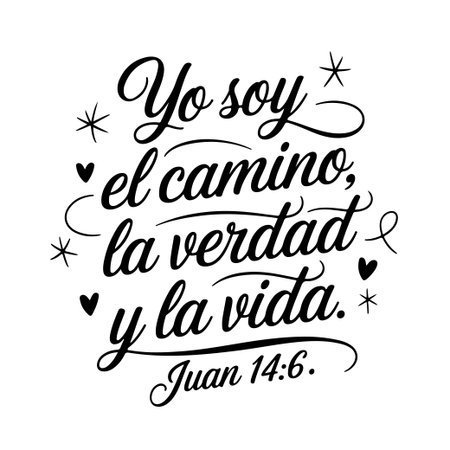 Yo Soy El Camino, La Verdad Y La Vida. Juan 14:6. Spanish Bible Verse Vector Design Isolated on White Backgroundのイラスト素材