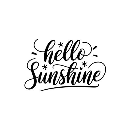 Hello sunshine. Summer Vector Design Isolated on White Backgroundのイラスト素材