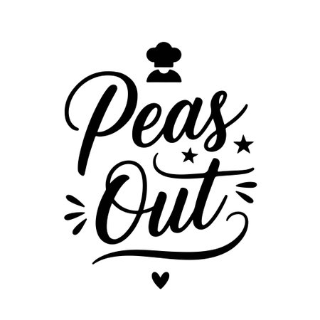 Peas Out. Funny Kitchen Quotes Vector Design Isolated on White Backgroundのイラスト素材