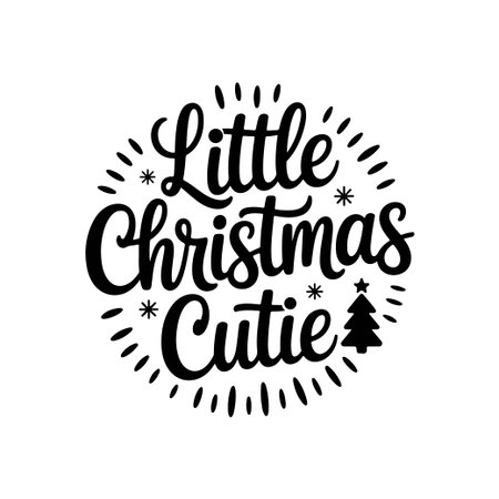 Little Christmas Cutie. Vector Design Isolated on White Backgroundのイラスト素材