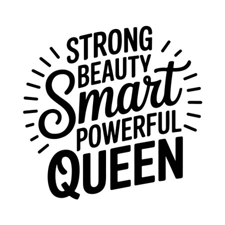 Strong Beauty Smart Powerful Queen. Black Woman Design. Vector Design Isolated on White Backgroundのイラスト素材