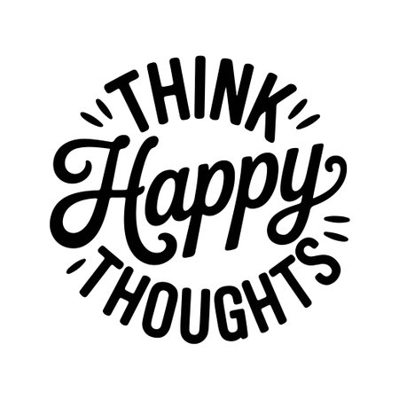 Think Happy Thoughts. Black Woman Design. Vector Design Isolated on White Backgroundのイラスト素材