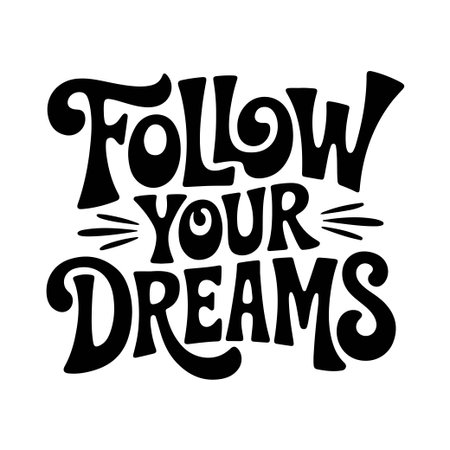 Follow Your Dreams. Black Woman Design. Vector Design Isolated on White Backgroundのイラスト素材