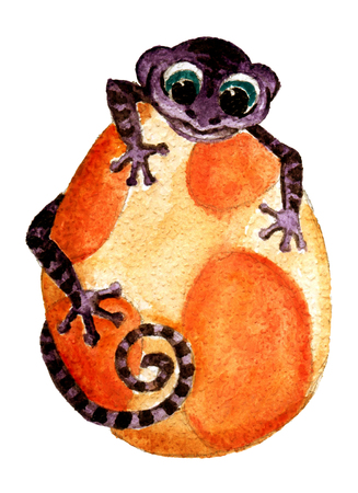 Cute Little Watercolor Dinos hand painted illustrationの写真素材