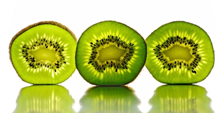 kiwi slices in a row.の写真素材
