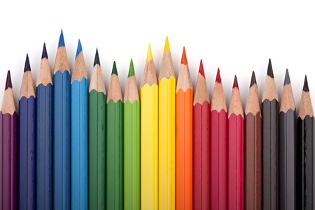 Differnt colored pencils in a formation.の写真素材