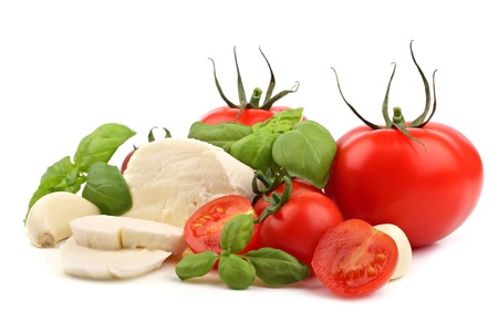 Italian food ingredients on a white backgroundの写真素材