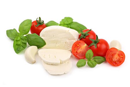 Italian food ingredients on a white backgroundの写真素材