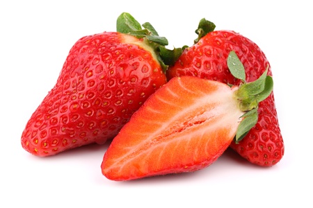 a group of strawberrys on white backgroundの写真素材