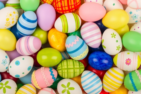 many coloful easter eggsの写真素材