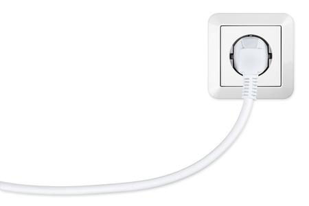isolated european power socket with plugの写真素材