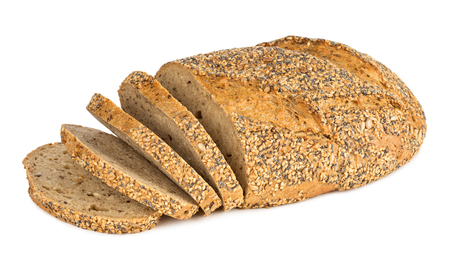 multi grain bread with slicesの写真素材