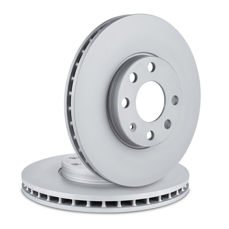 pair of car brake discs on white backgroundの写真素材
