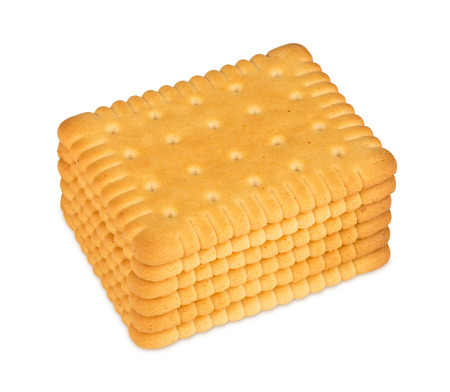 stack of butter biscuits on white backgroundの写真素材