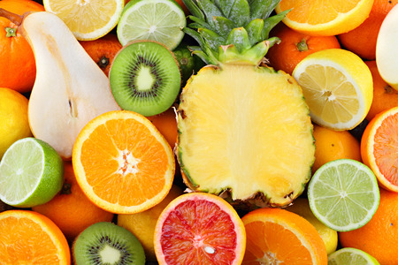 variation of sliced fruitsの写真素材