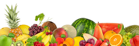 various fruits on white backgroundの写真素材