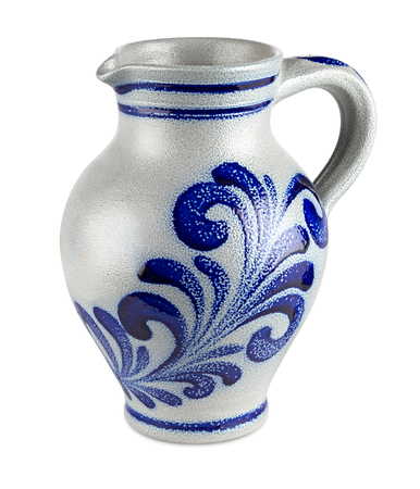 German apple wine stone jug isolated on white backgroundの写真素材