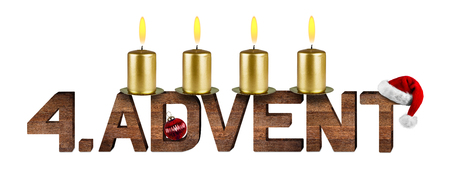 fourth advent concept with candles isolated on white backgroundの写真素材