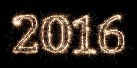 glowing 2016 numbers composed of fireworks
