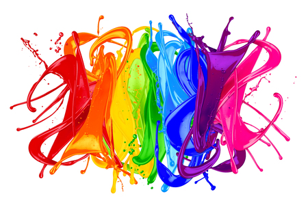 abstract color splash isolated on white backgroundの写真素材